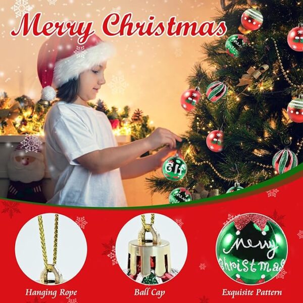 30PCS Christmas Ball Ornaments - 2.36 Inch Red Green White Christmas Balls 4