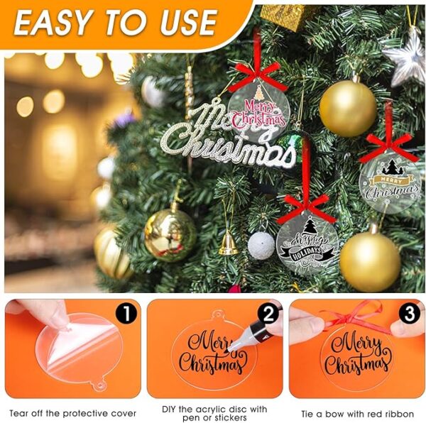 100 Pcs Clear Round Acrylic Ornaments Clear Acrylic Christmas Ornaments 4