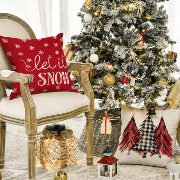 8 x 18 Inch Merry Christmas Trees Mottos Red Throw Pillow Covers 4