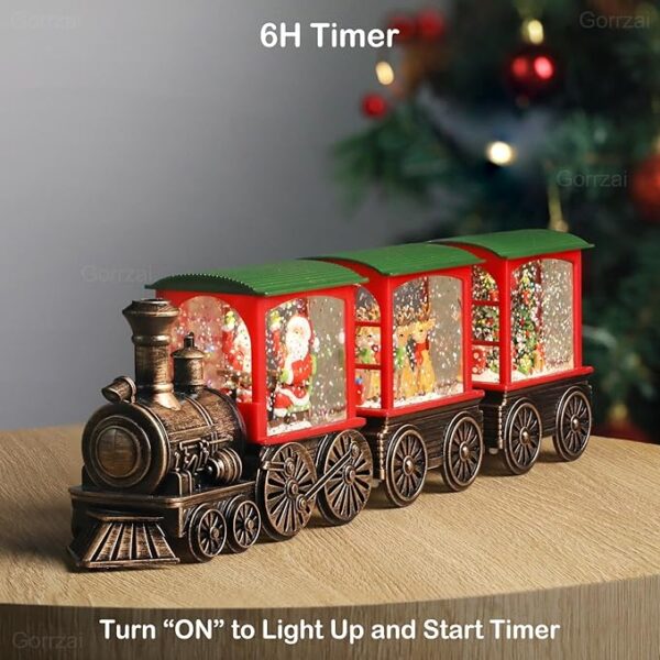 Lighted Christmas Decorations Indoor with Swirling Glitter Santa Claus Reindeer Tree 4