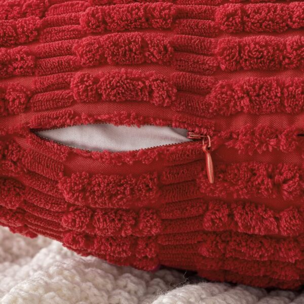 Pack of 2 Red Corduroy Decorative Christmas Pillow Covers 18x18 Inch 5