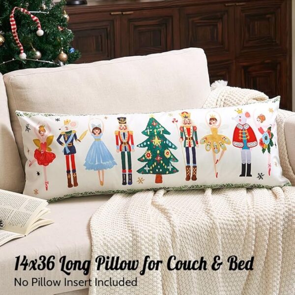 Cute Nutcracker Christmas Decor Long Lumbar Pillow Cover 14x36 4