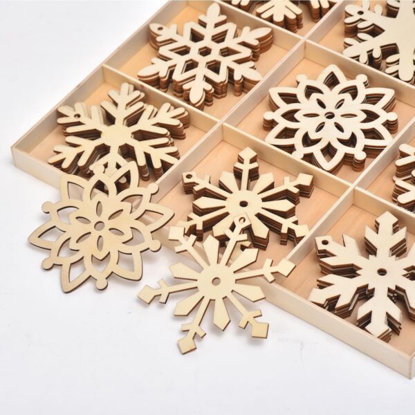 54PCs Unfinished Wooden Snowflakes Cutouts for DIY Christmas Decorations 4