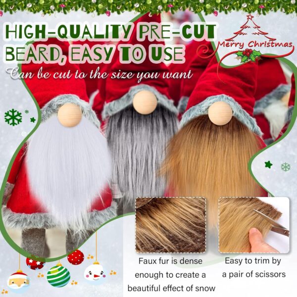 15 Pcs Gnome Beards for Crafting Faux Fabric Precut Gnomes Beards Handmade 30 Pieces Wood Balls 4