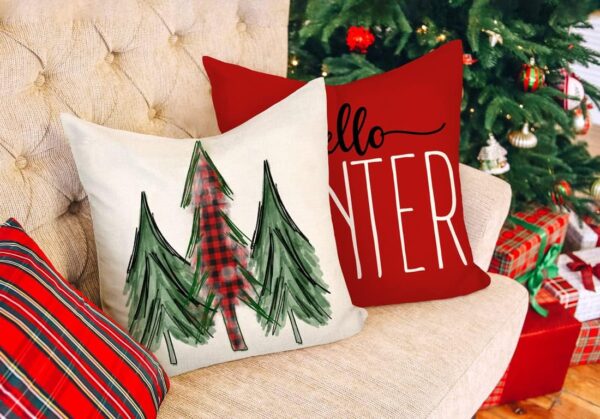 Red Christmas Pillow Covers 18x18 Set of 4 4