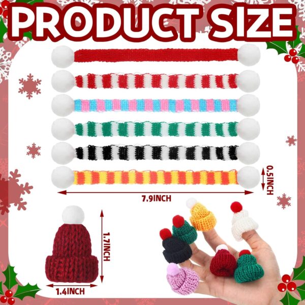 96 Pcs Mini Christmas Hats and Mini Scarf Set, Mini Knitting Doll Hat Scarf Santa 4