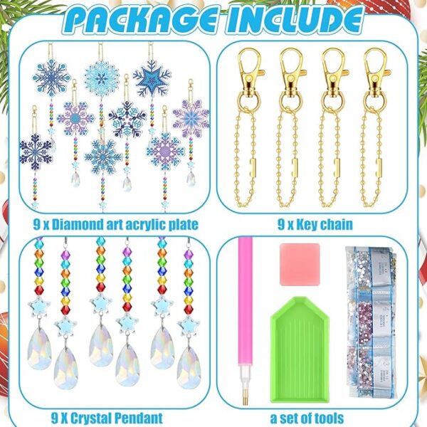 9 Pcs Christmas Diamond Art Suncatcher 4