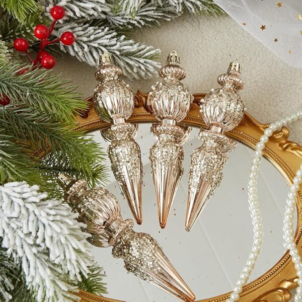 6 Pack Christmas Ornaments Set, Champagne Plastic Shatterproof Christmas Ball 4