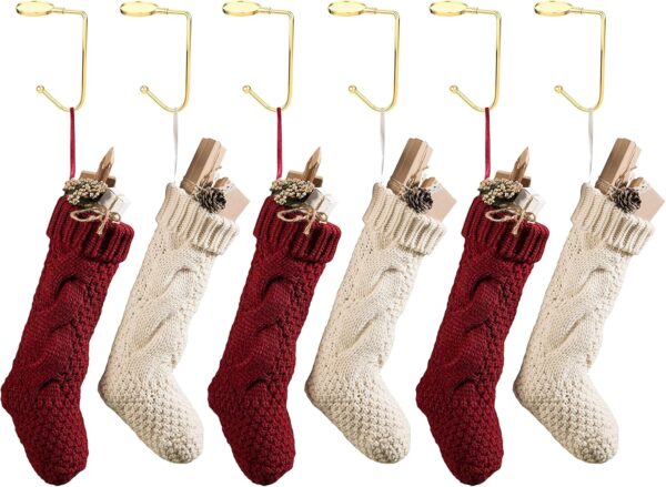 6 Pack Non-Slip Stocking Mantel Holders Hooks Hanger (Gold) 4