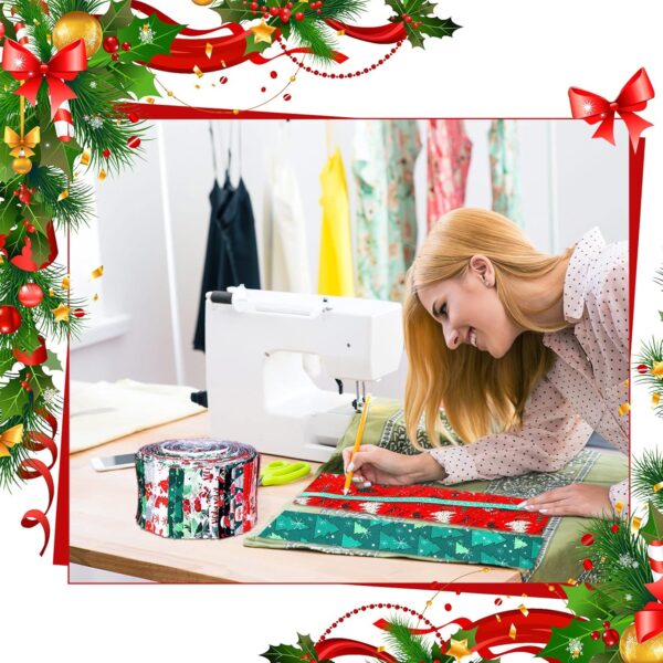 40 Pcs Christmas Jelly Fabric for Quilting Strips Cotton Roll, 2.55 Inch Xmas Fabric Strips 3