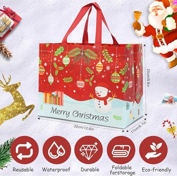 18 PCS Large Reusable Christmas Tote Bags with Handles, Christmas Treat Bags 3