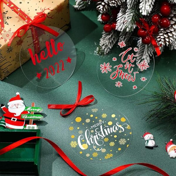 100 Pcs Clear Round Acrylic Ornaments Clear Acrylic Christmas Ornaments 3