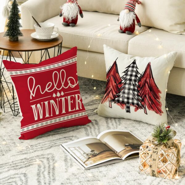 8 x 18 Inch Merry Christmas Trees Mottos Red Throw Pillow Covers 3
