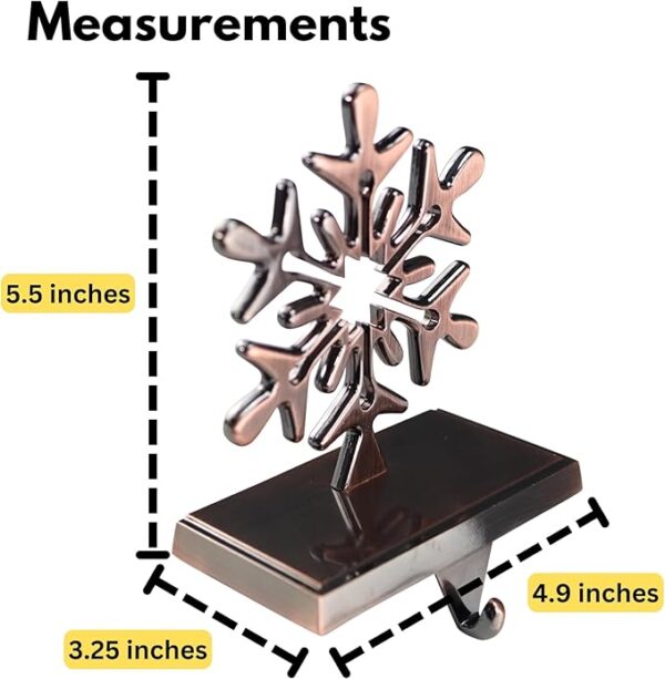 Snowflake Stocking Hanger Holder, Oil-Rubbed Bronze, 4-Pack 3