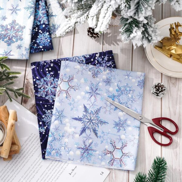 12Pcs Winter Cotton Fabric Bundles Blue Purple Snowflake Fat Quarter Xmas 3