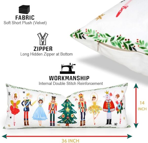 Cute Nutcracker Christmas Decor Long Lumbar Pillow Cover 14x36 3
