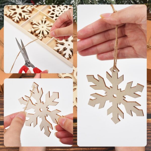 54PCs Unfinished Wooden Snowflakes Cutouts for DIY Christmas Decorations 3