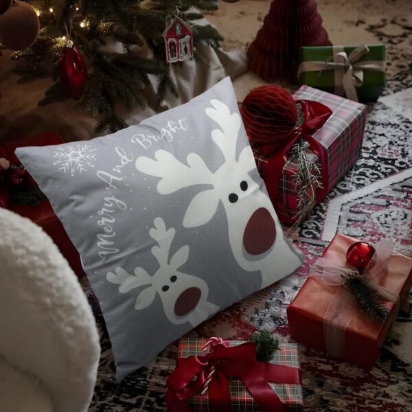 Christmas Pillow Covers 18x18 Set of 4 Christmas Decorations Snowman Deer 3