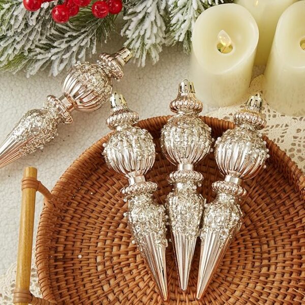 6 Pack Christmas Ornaments Set, Champagne Plastic Shatterproof Christmas Ball 3