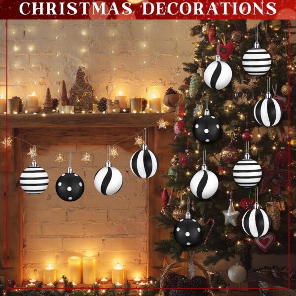 12 Pcs Christmas Ball Ornaments 2.4 Inch Black and White Christmas Hanging Balls Red Green Glittering Balls Elf Plastic Balls 3