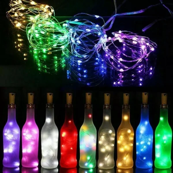10 Pack Wine Bottle Fairy String Lights 20 LED Battery Cork For Party Wedding 2M 3