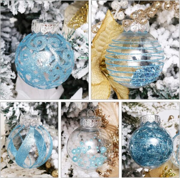 60MM/2.36 30pcs Clear Christmas Ornaments Blue Shatterproof Decorative Baubles 3