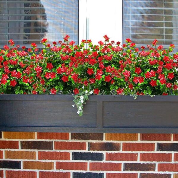 10 Bundles Artificial Fake Flowers, Faux Outdoor Plastic Plants UV Resistant 2