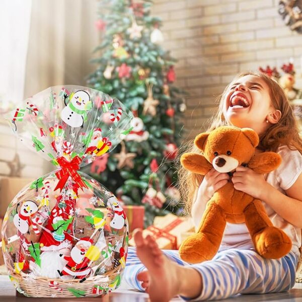 10 PCS Christmas Cellophane Wrap Bags, 24” X 35” Inch X-Large Christmas Gift Basket Bags 2
