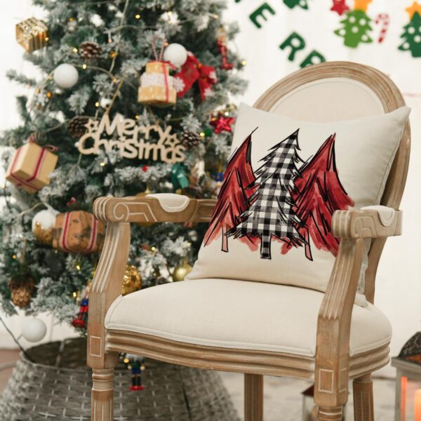 8 x 18 Inch Merry Christmas Trees Mottos Red Throw Pillow Covers 2