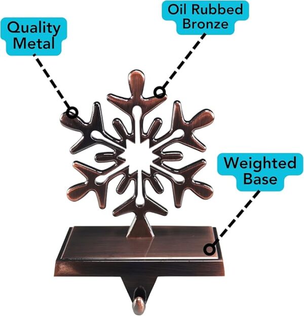 Snowflake Stocking Hanger Holder, Oil-Rubbed Bronze, 4-Pack 2