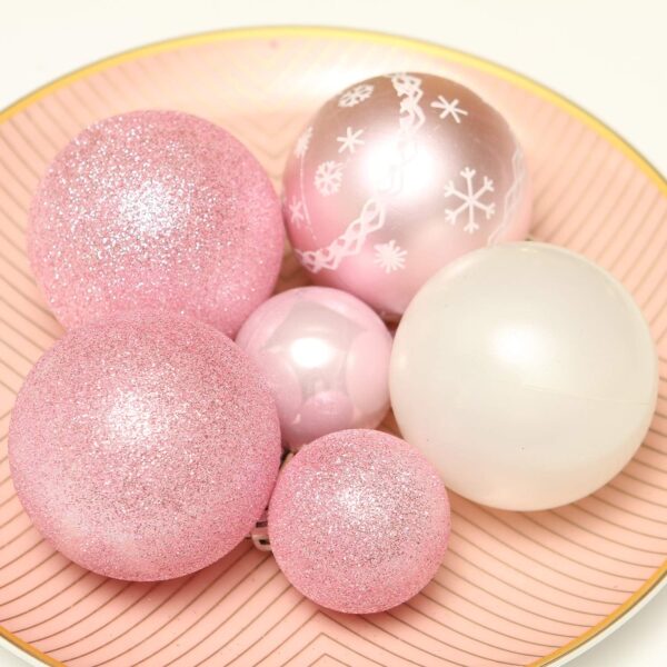 86-Pack Assorted Multi-Sized Shatterproof Pink Christmas Ball Ornaments Set 2