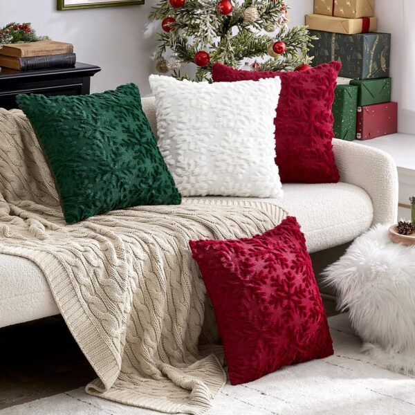 Pure White Throw Pillow Covers Set of 2 Christmas Snowflakes Decorative Pillow Covers 18x18 Inch 2