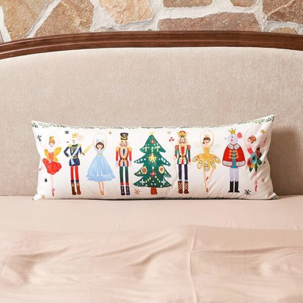 Cute Nutcracker Christmas Decor Long Lumbar Pillow Cover 14x36 2
