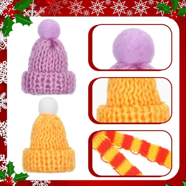 96 Pcs Mini Christmas Hats and Mini Scarf Set, Mini Knitting Doll Hat Scarf Santa 2