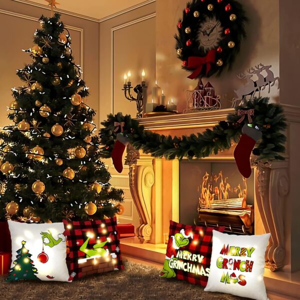Christmas Pillow Covers with LED Lights 18x18 Inch Set of 4 for Christmas Decor 2