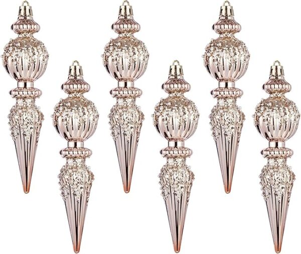 6 Pack Christmas Ornaments Set, Champagne Plastic Shatterproof Christmas Ball 2