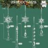 18pcs Crystal Christmas Ornaments for Tree Decorations-Hanging Acrylic Snowflake Icicle Ornaments with Drop Pendants