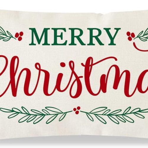 610Qpm7lK-L._AC_SL1011_ Merry Christmas Pillow Covers 12x20 Inch Farmhouse Christmas Decorations Lumbar Christmas Pillows