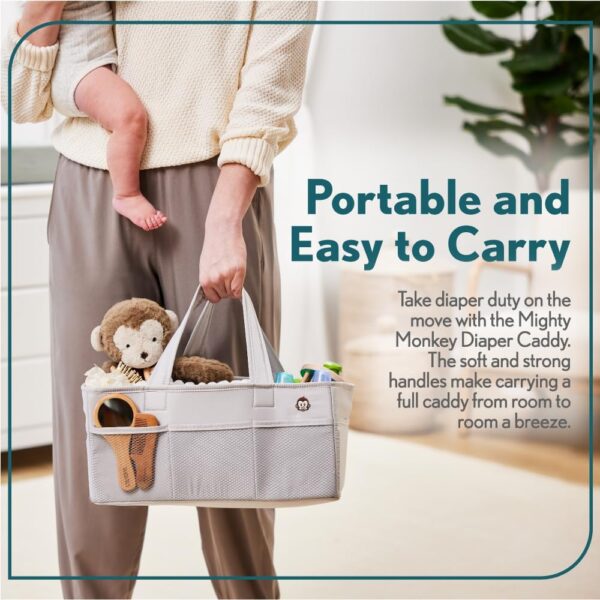 Oversized Stain Resistant Baby Diaper Caddy Organizer with Handle 5