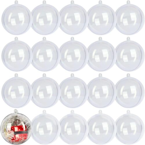 611iB6b7cyL._AC_SL1500_ 20 Pack Clear Plastic Fillable Ornament Ball 3.15''/80mm for Christmas