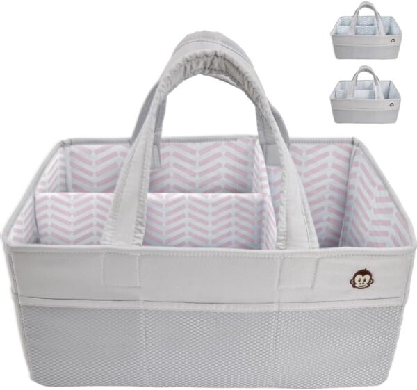 Oversized Stain Resistant Baby Diaper Caddy Organizer with Handle 1