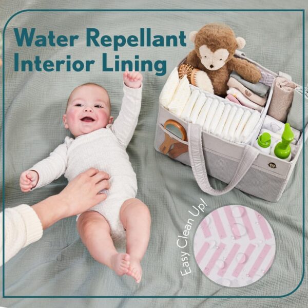 Oversized Stain Resistant Baby Diaper Caddy Organizer with Handle 3