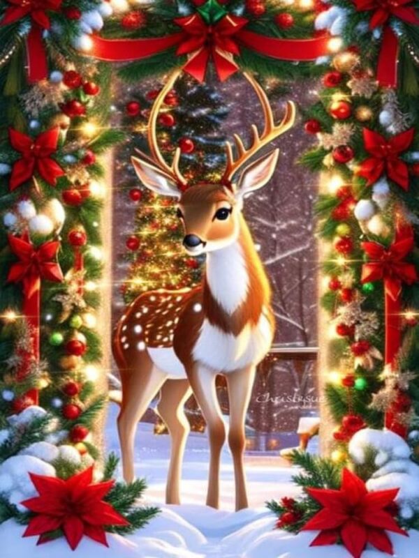 Christmas Diamond Art Kits,Deer Diamond Painting Kits for Adults Beginner 1