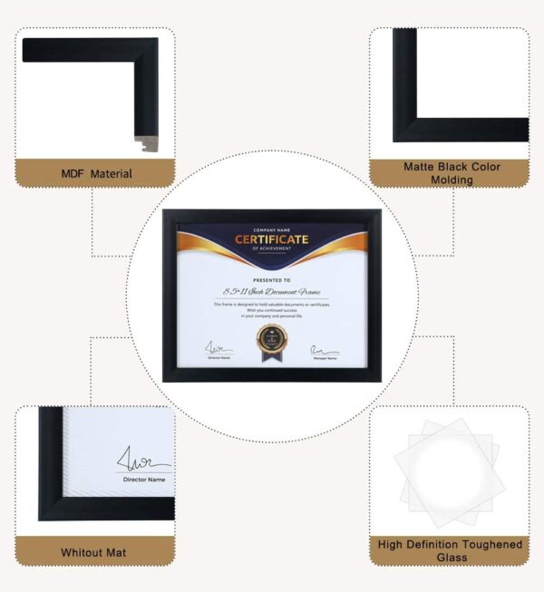 8.5x11 Picture Frame - Certificate Document Frame 6 Pack 5