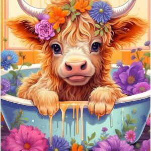 Cow Diamond Painting Kits for Adults Beginners - Flower Diamond Art Kits for Adults