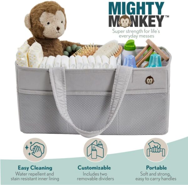 Oversized Stain Resistant Baby Diaper Caddy Organizer with Handle 2