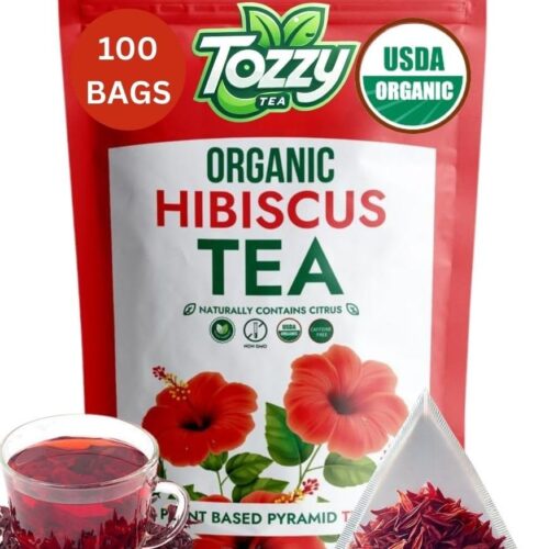 USDA Organic Hibiscus Tea - 100 Count (Pyramid Tea Bags) | Pure Plant-Based Ingredients