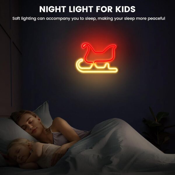 Christmas Sled Neon Sign, USB & Battary Powered 3