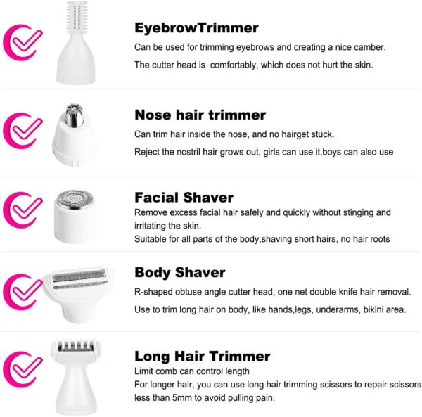 Electric Razor for Women Removal for Body Nose Hair Trimmer Face Shavers Eyebrow Legs Armpit 4