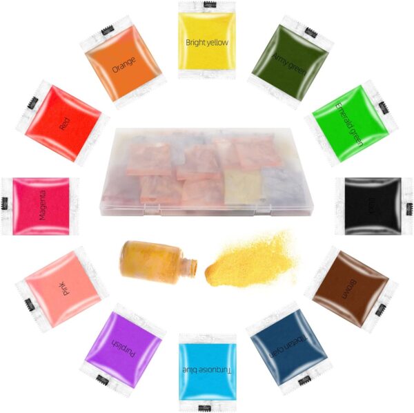 Tie Dye Powder, 12 Colors Dye Packets, Color Powder Packets Bright Fabric Dye 1
